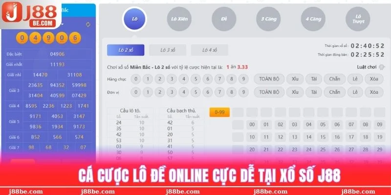 Đặt cược lô đề online đơn giản sau vài thao tác tại sảnh Xổ số j88